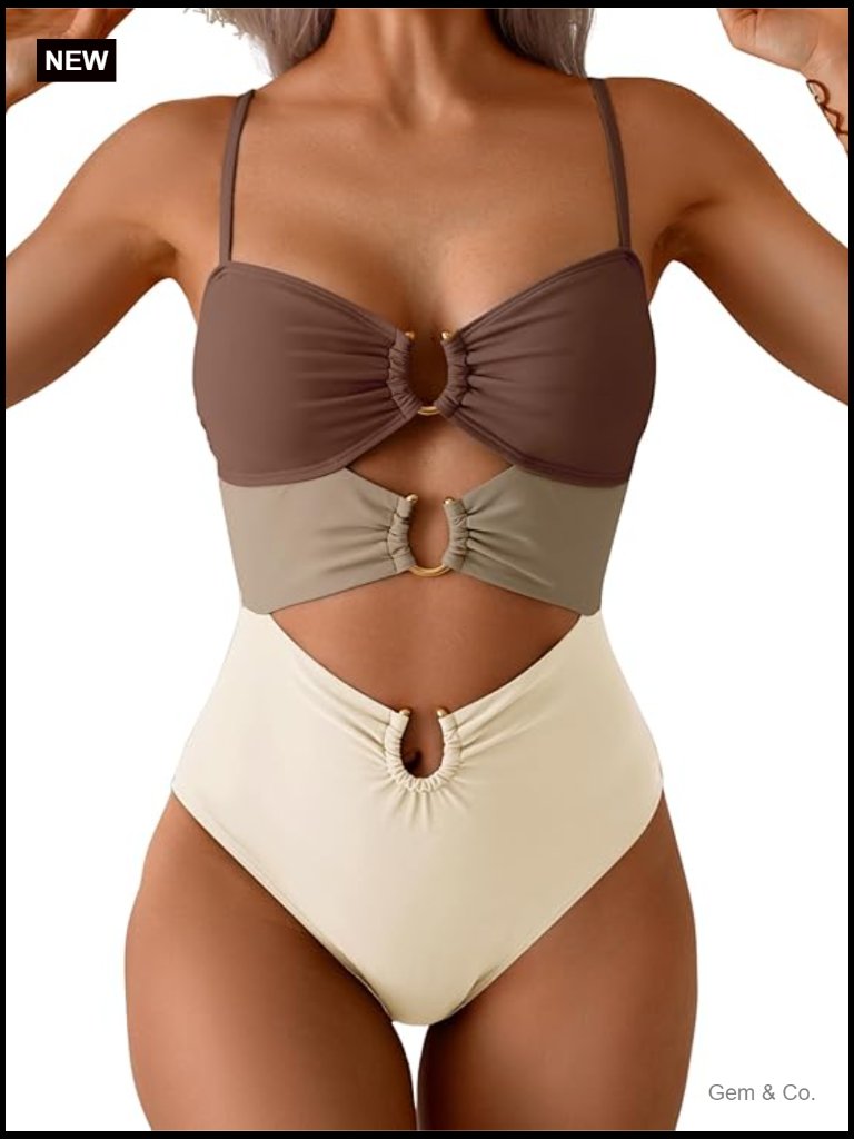 Womens Cutout Ring Monokini One Piece Swimsuit Bathing Suit